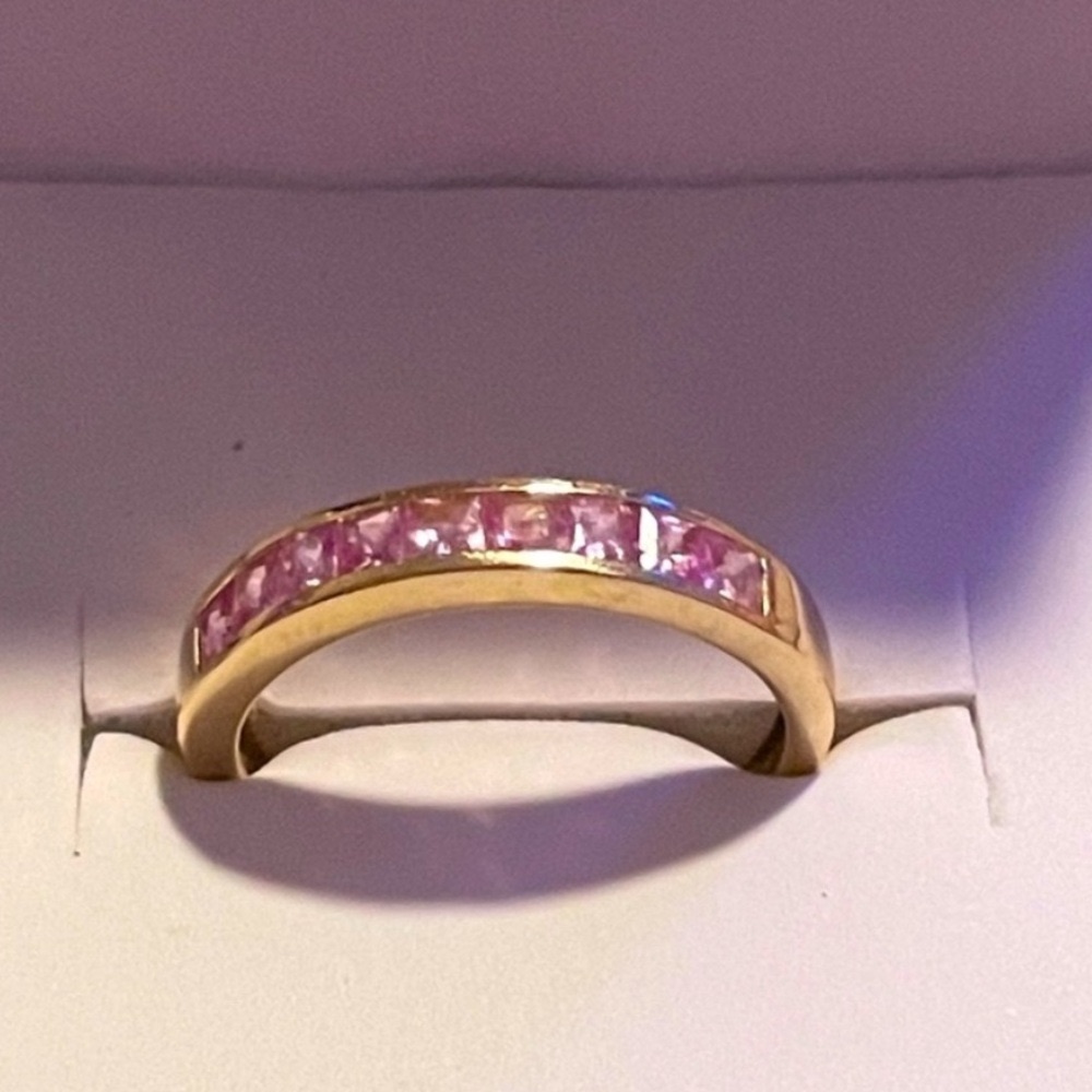10k Size 9yellow Gold Natural Mined Pink Sapphire .60 Ctw Nwot
